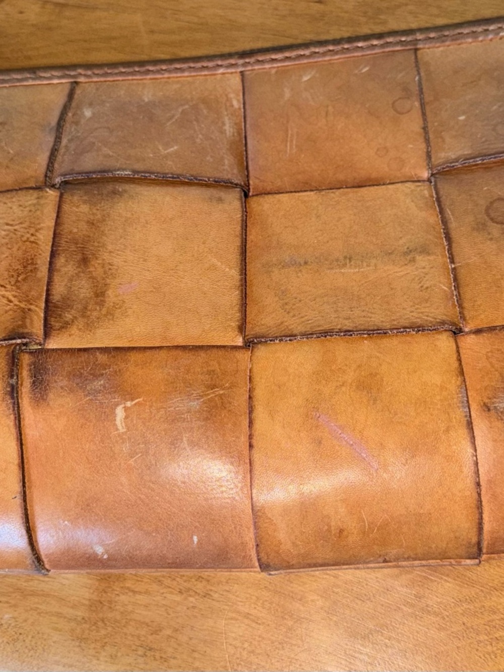 Patricia Nash Woven Leather Clutch in Cognac Brown